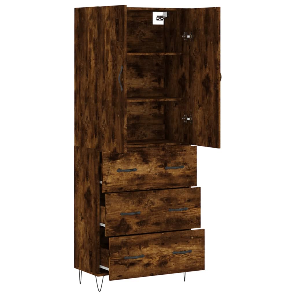 vidaXL Highboard Smoked Oak 69.5x34x180 cm Engineered Wood