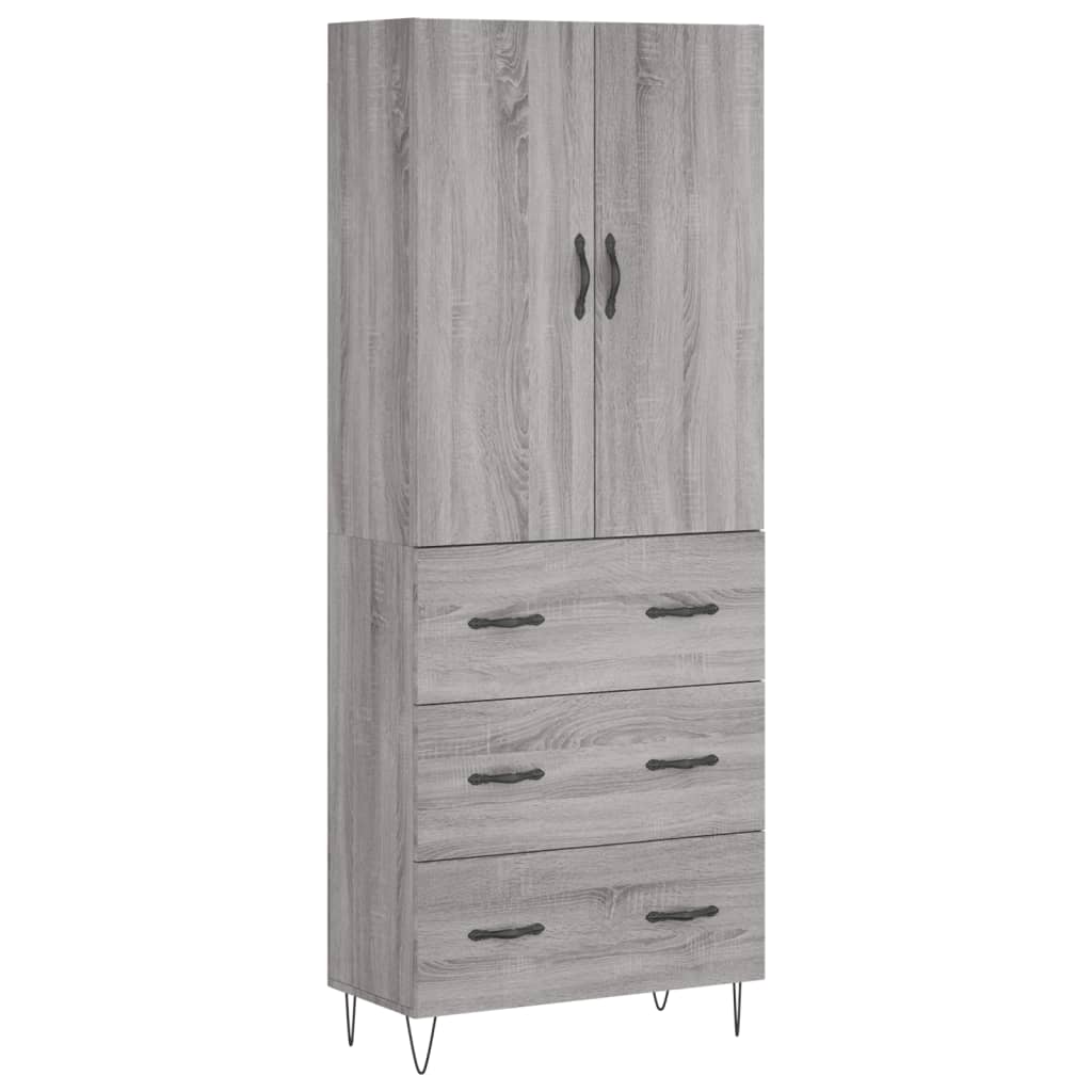 vidaXL Highboard Grey Sonoma 69,5x34x180 cm Engineered Wood