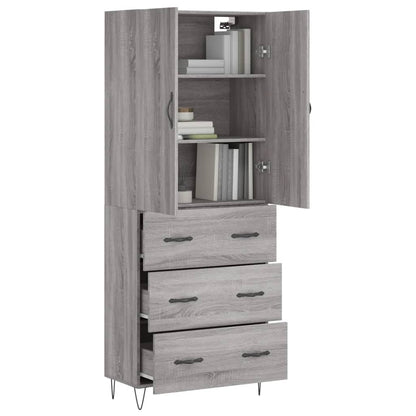vidaXL Highboard Grey Sonoma 69,5x34x180 cm Engineered Wood