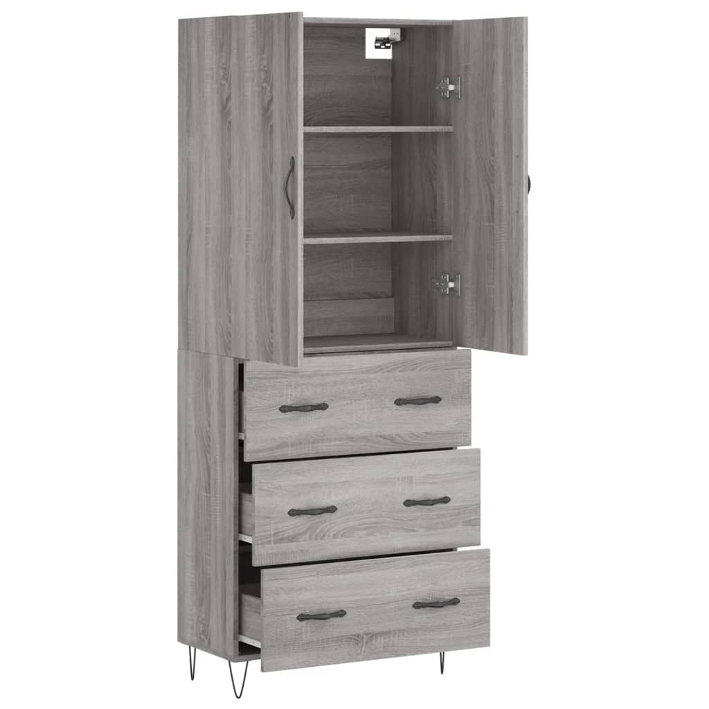 vidaXL Highboard Grey Sonoma 69,5x34x180 cm Engineered Wood