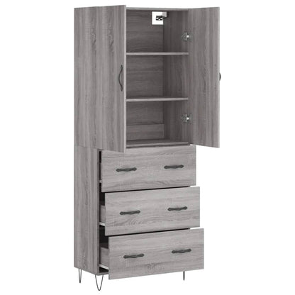 vidaXL Highboard Grey Sonoma 69,5x34x180 cm Engineered Wood