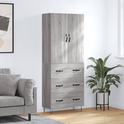 vidaXL Highboard Grey Sonoma 69,5x34x180 cm Engineered Wood