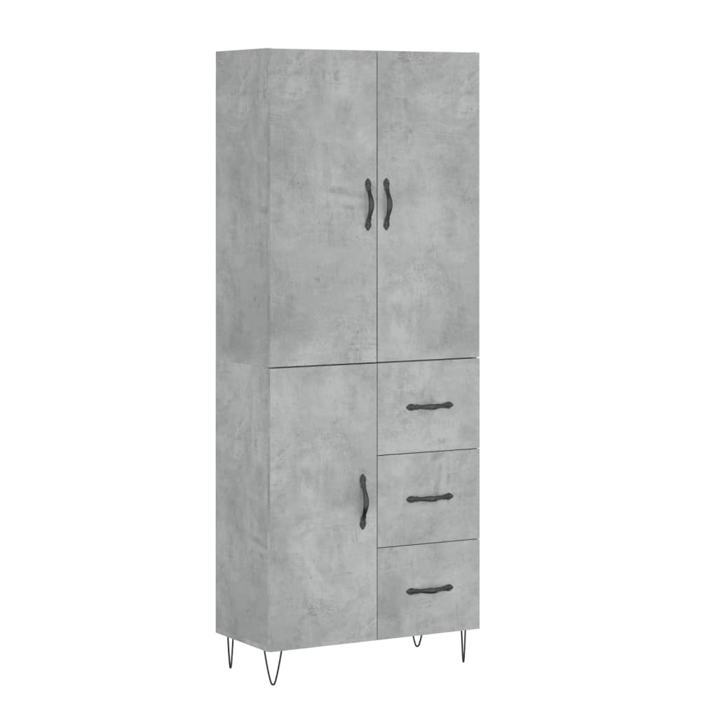 vidaXL Highboard Concrete Grey 69,5x34x180 cm Engineered Wood