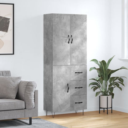 vidaXL Highboard Concrete Grey 69,5x34x180 cm Engineered Wood