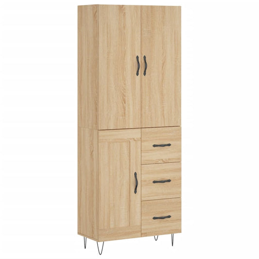 vidaXL Highboard Sonoma Oak 69.5x34x180 cm Engineered Wood