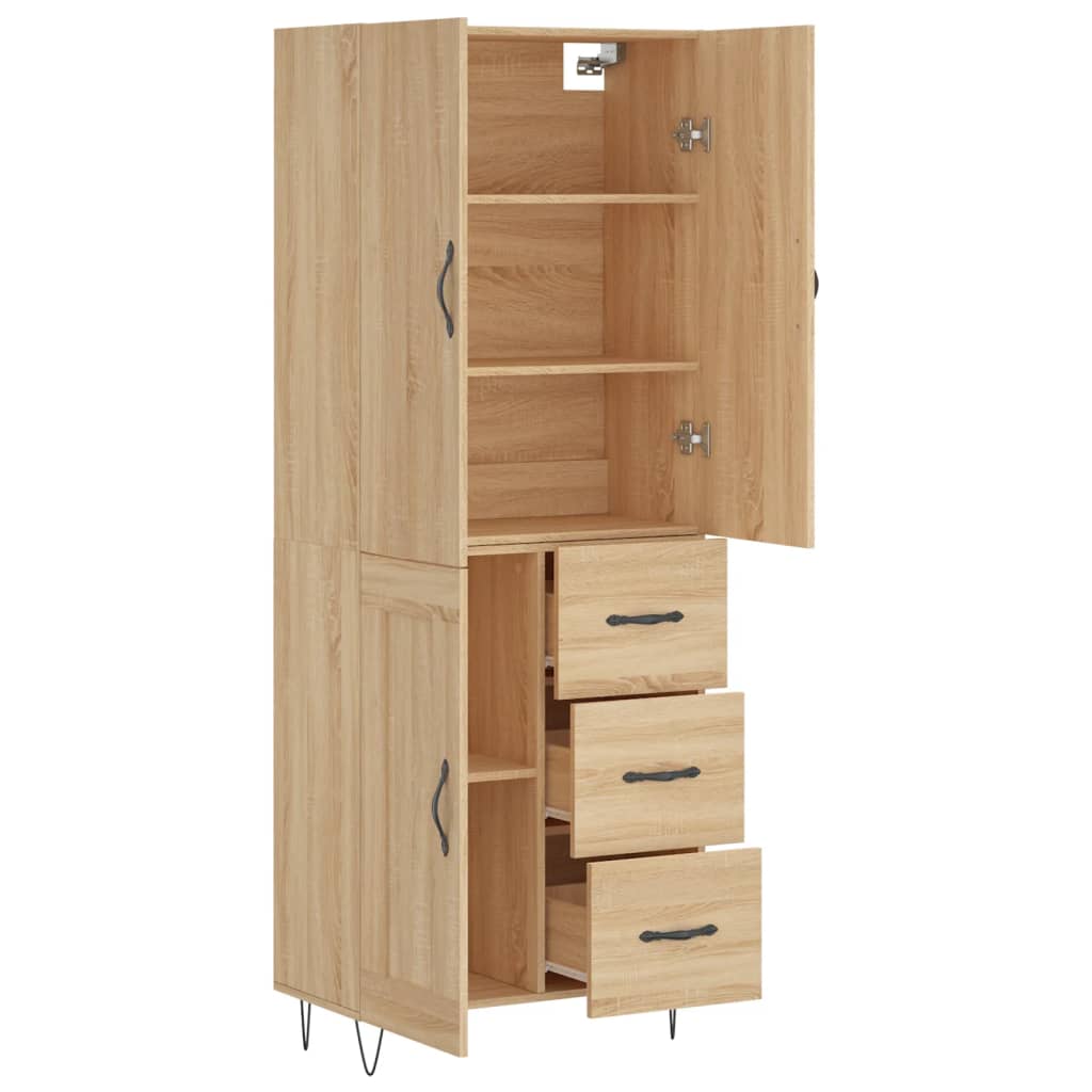 vidaXL Highboard Sonoma Oak 69.5x34x180 cm Engineered Wood