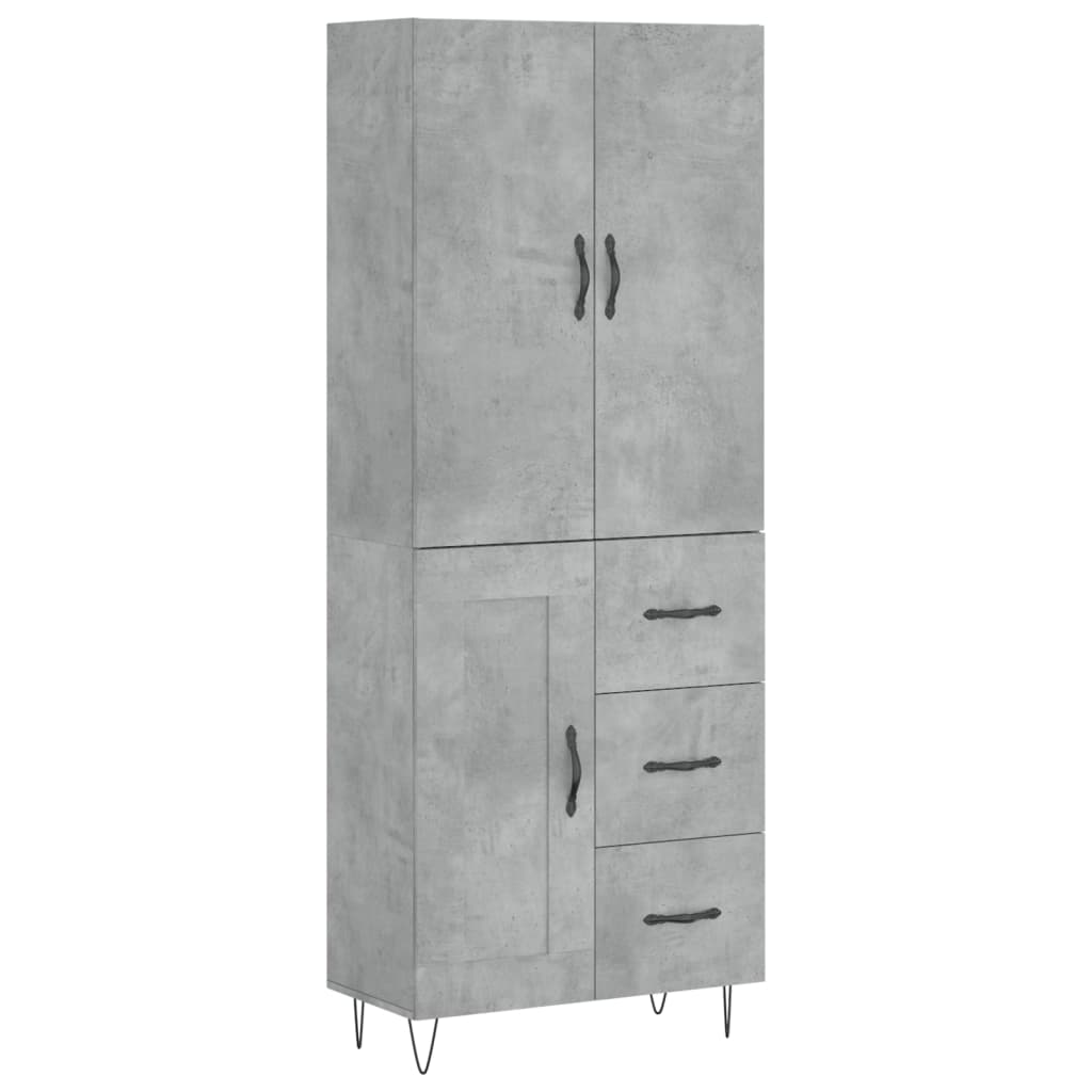vidaXL Highboard Concrete Grey 69,5x34x180 cm Engineered Wood