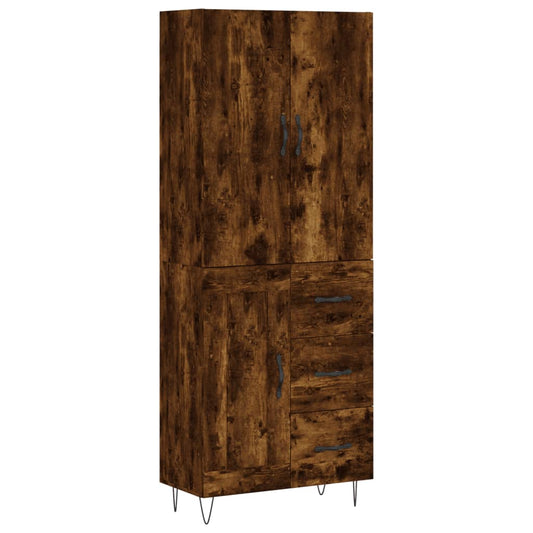 vidaXL Highboard Smoked Oak 69,5x34x180 cm Engineered Wood