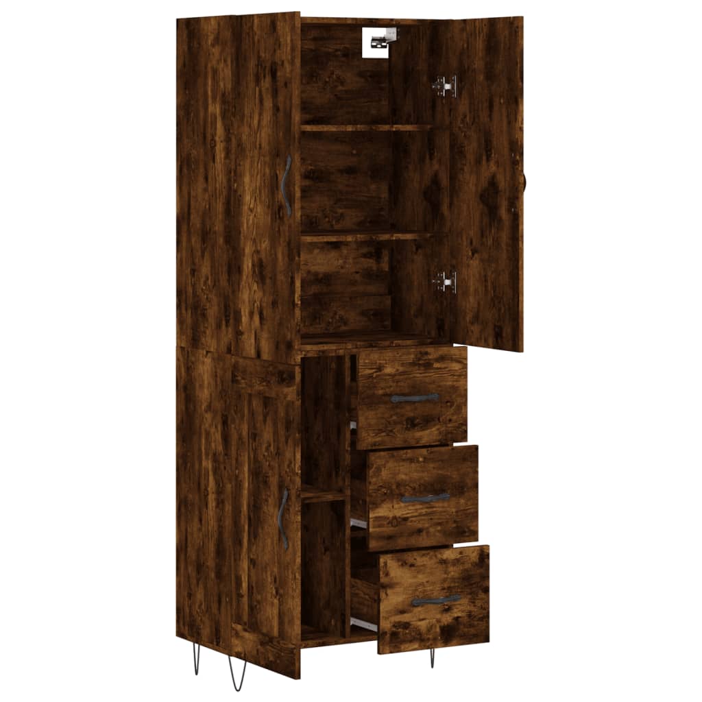 vidaXL Highboard Smoked Oak 69,5x34x180 cm Engineered Wood