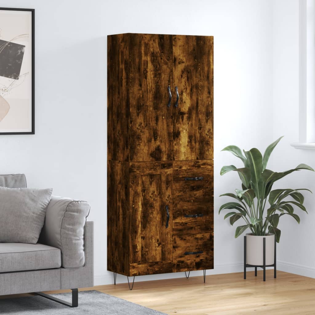 vidaXL Highboard Smoked Oak 69,5x34x180 cm Engineered Wood