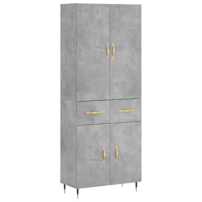 vidaXL Highboard Concrete Grey 69.5x34x180 cm Engineered Wood