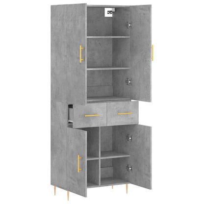 vidaXL Highboard Concrete Grey 69,5x34x180 cm Engineered Wood