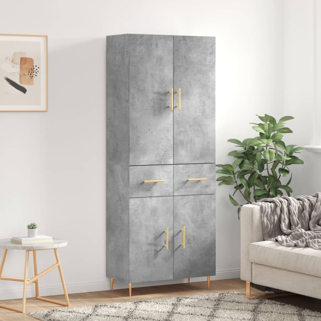 vidaXL Highboard Concrete Grey 69,5x34x180 cm Engineered Wood