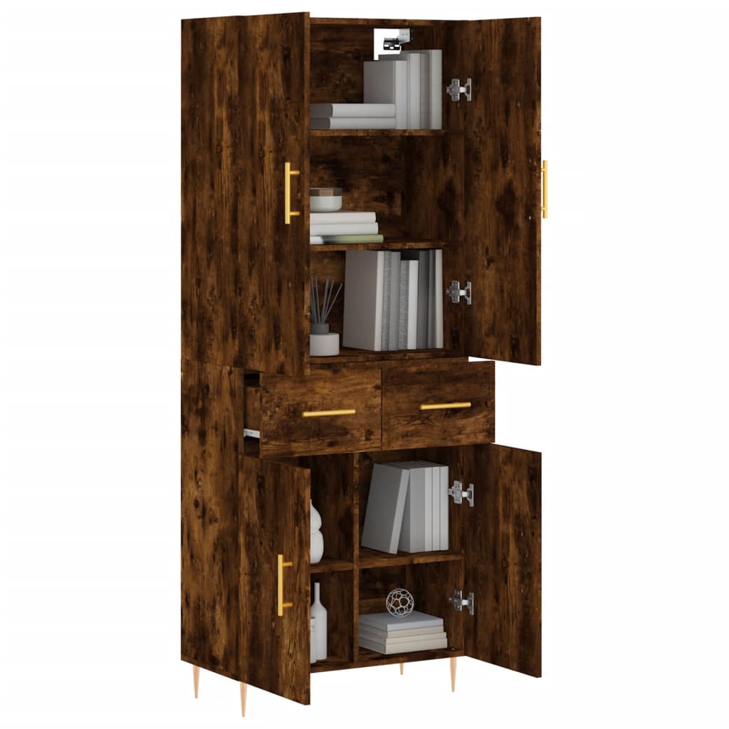 vidaXL Highboard Smoked Oak 69.5x34x180 cm Engineered Wood