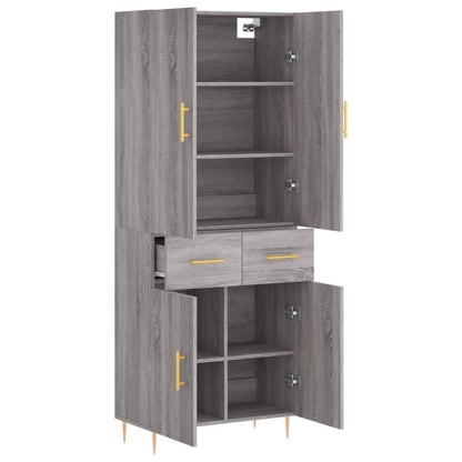 vidaXL Highboard Grey Sonoma 69,5x34x180 cm Engineered Wood