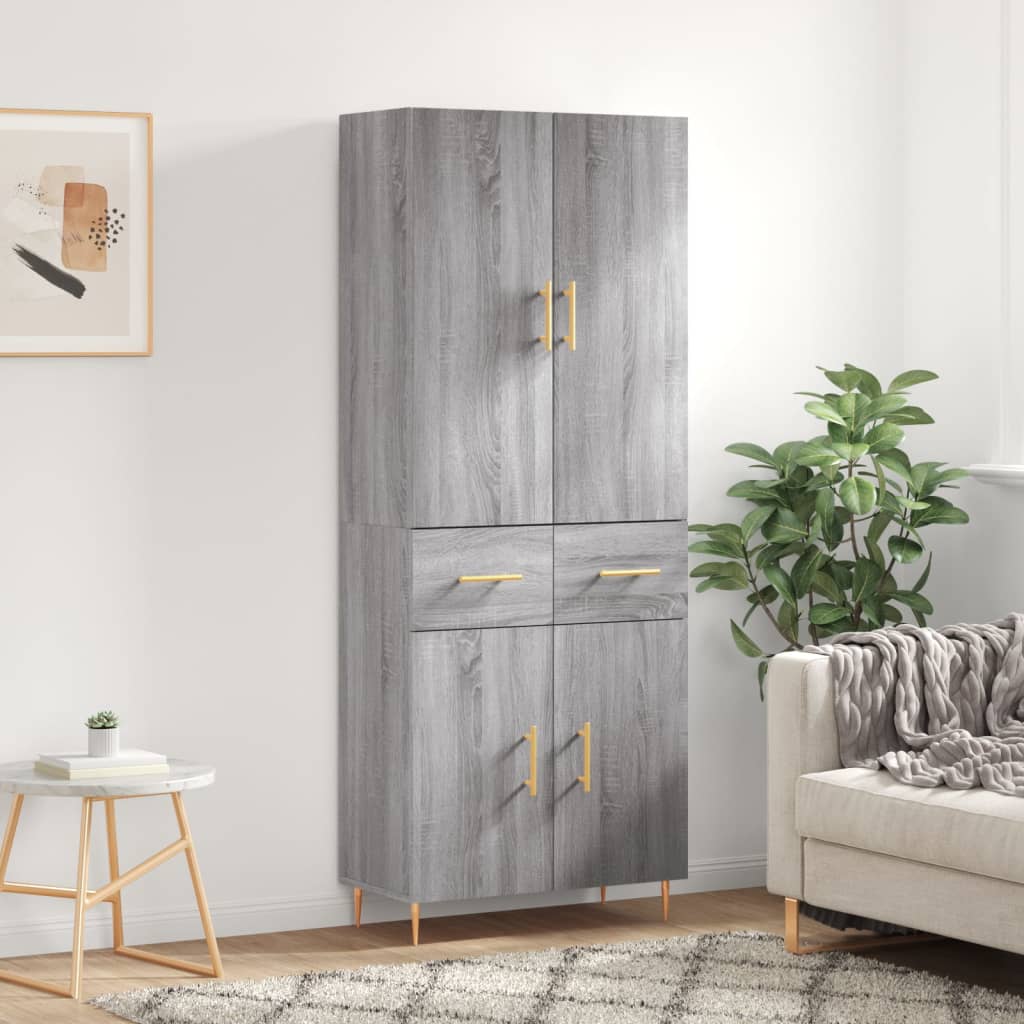 vidaXL Highboard Grey Sonoma 69,5x34x180 cm Engineered Wood