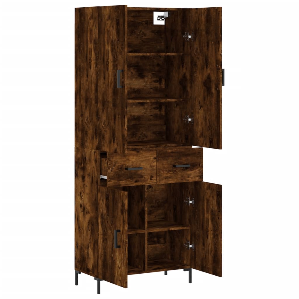 vidaXL Highboard Smoked Oak 69.5x34x180 cm Engineered Wood