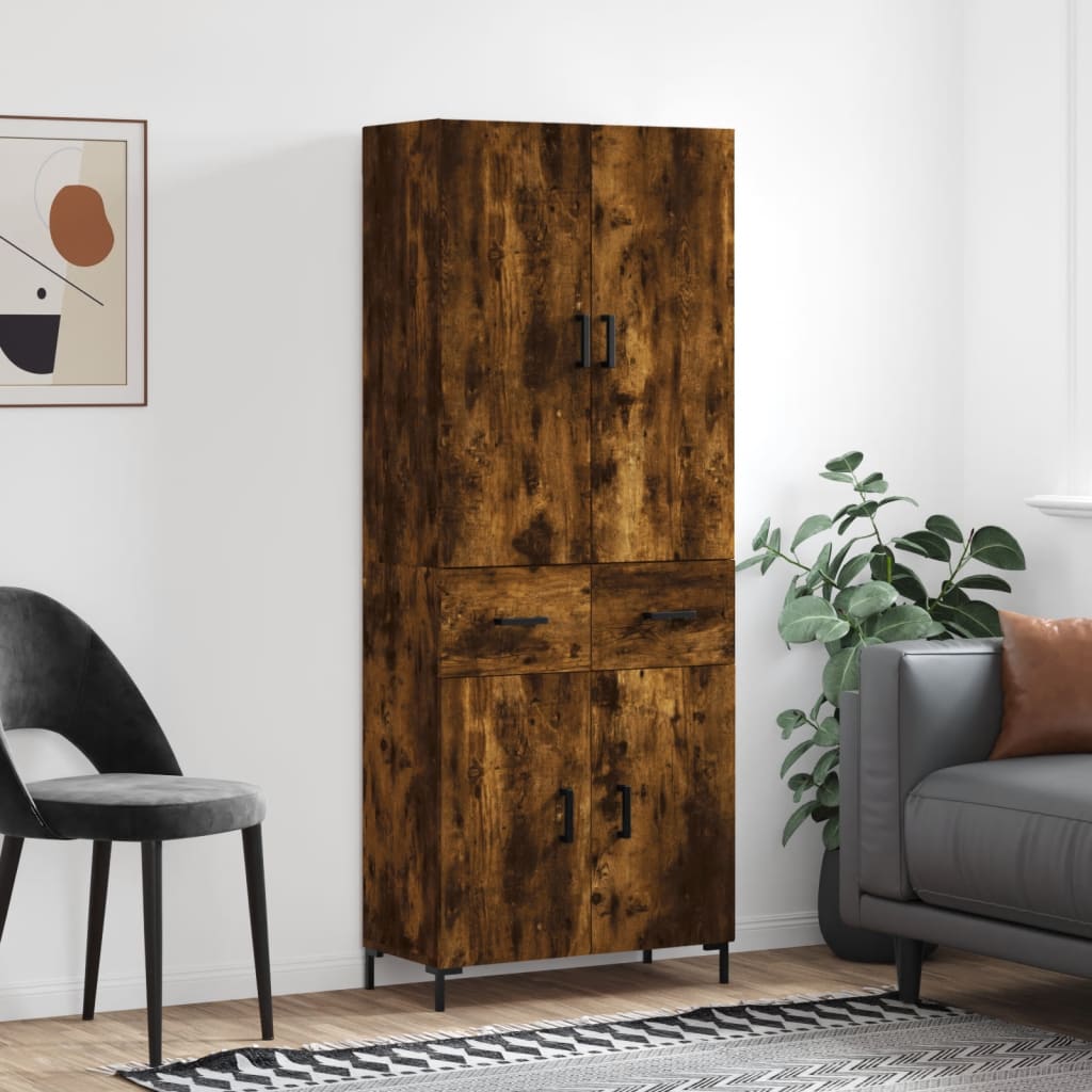 vidaXL Highboard Smoked Oak 69,5x34x180 cm Engineered Wood