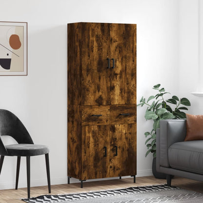 vidaXL Highboard Smoked Oak 69.5x34x180 cm Engineered Wood