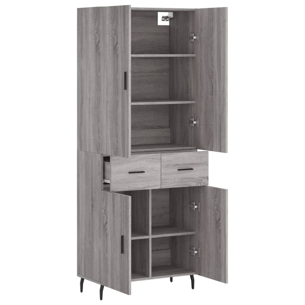 vidaXL Highboard Grey Sonoma 69,5x34x180 cm Engineered Wood