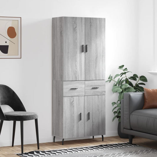 vidaXL Highboard Grey Sonoma 69.5x34x180 cm Engineered Wood