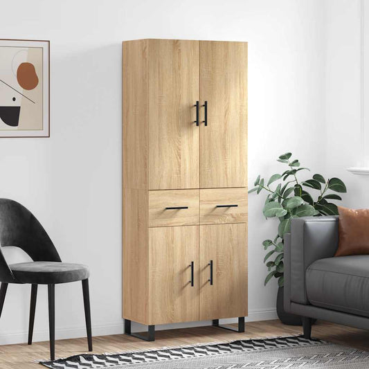 vidaXL Highboard Sonoma Oak 69,5x34x180 cm Engineered Wood