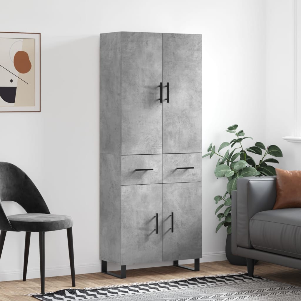 vidaXL Highboard Concrete Grey 69,5x34x180 cm Engineered Wood