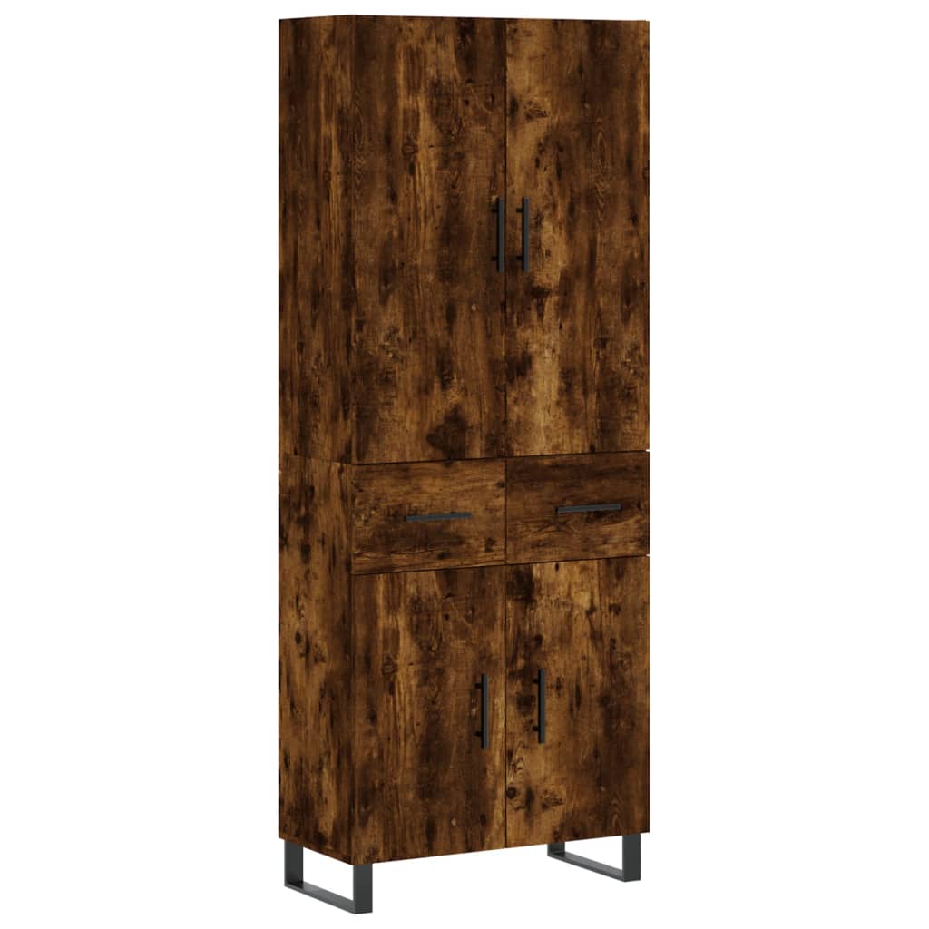 vidaXL Highboard Smoked Oak 69.5x34x180 cm Engineered Wood