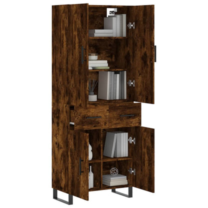 vidaXL Highboard Smoked Oak 69.5x34x180 cm Engineered Wood