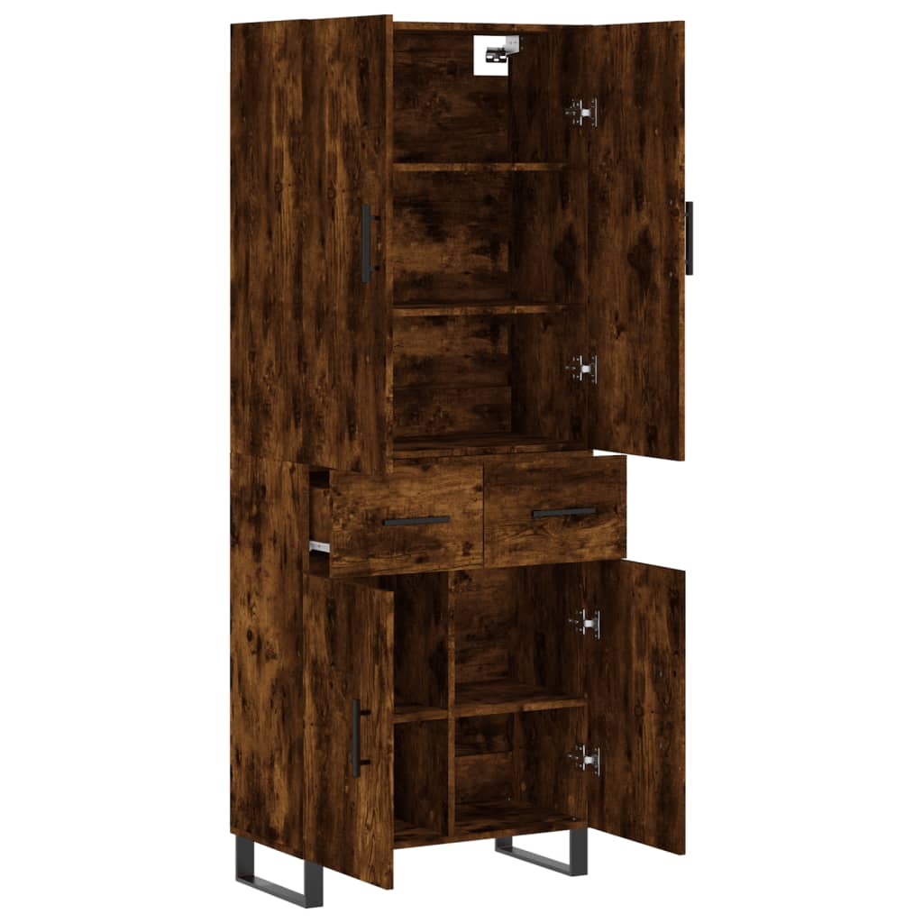 vidaXL Highboard Smoked Oak 69.5x34x180 cm Engineered Wood