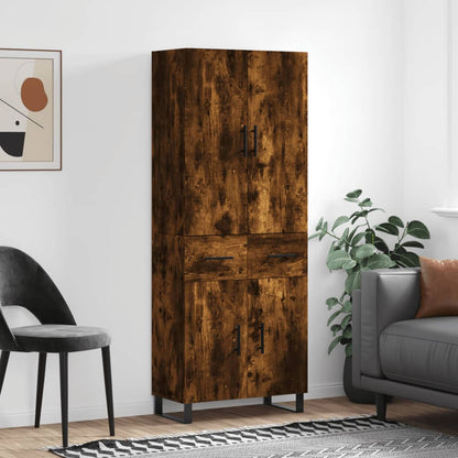 vidaXL Highboard Smoked Oak 69.5x34x180 cm Engineered Wood