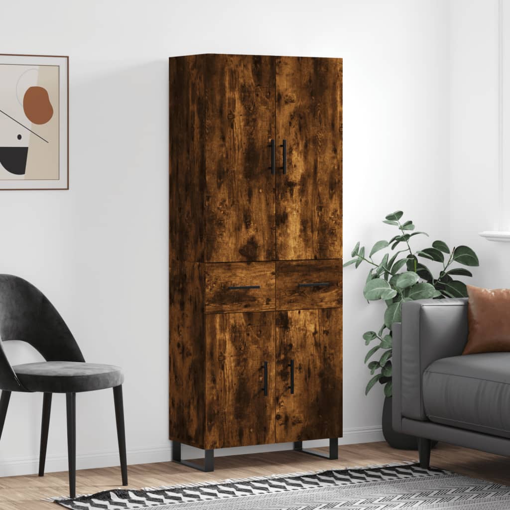 vidaXL Highboard Smoked Oak 69,5x34x180 cm Engineered Wood