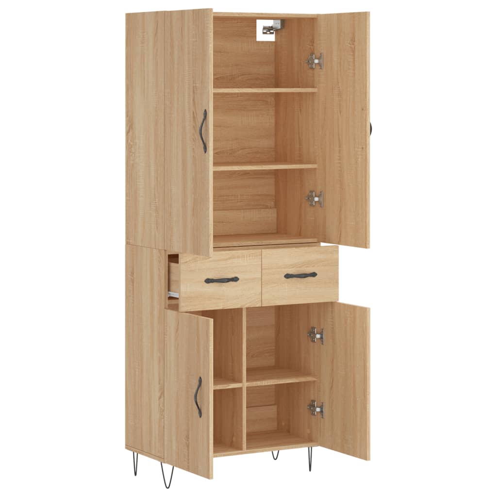 vidaXL Highboard Sonoma Oak 69,5x34x180 cm Engineered Wood