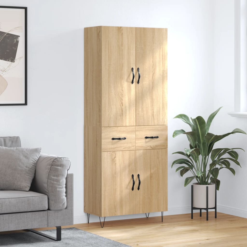 vidaXL Highboard Sonoma Oak 69,5x34x180 cm Engineered Wood