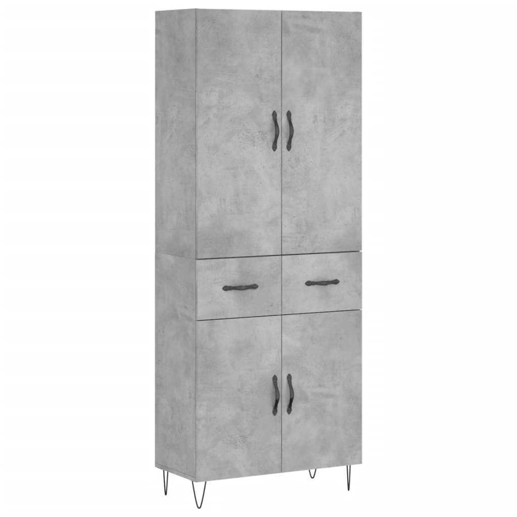 vidaXL Highboard Concrete Grey 69.5x34x180 cm Engineered Wood