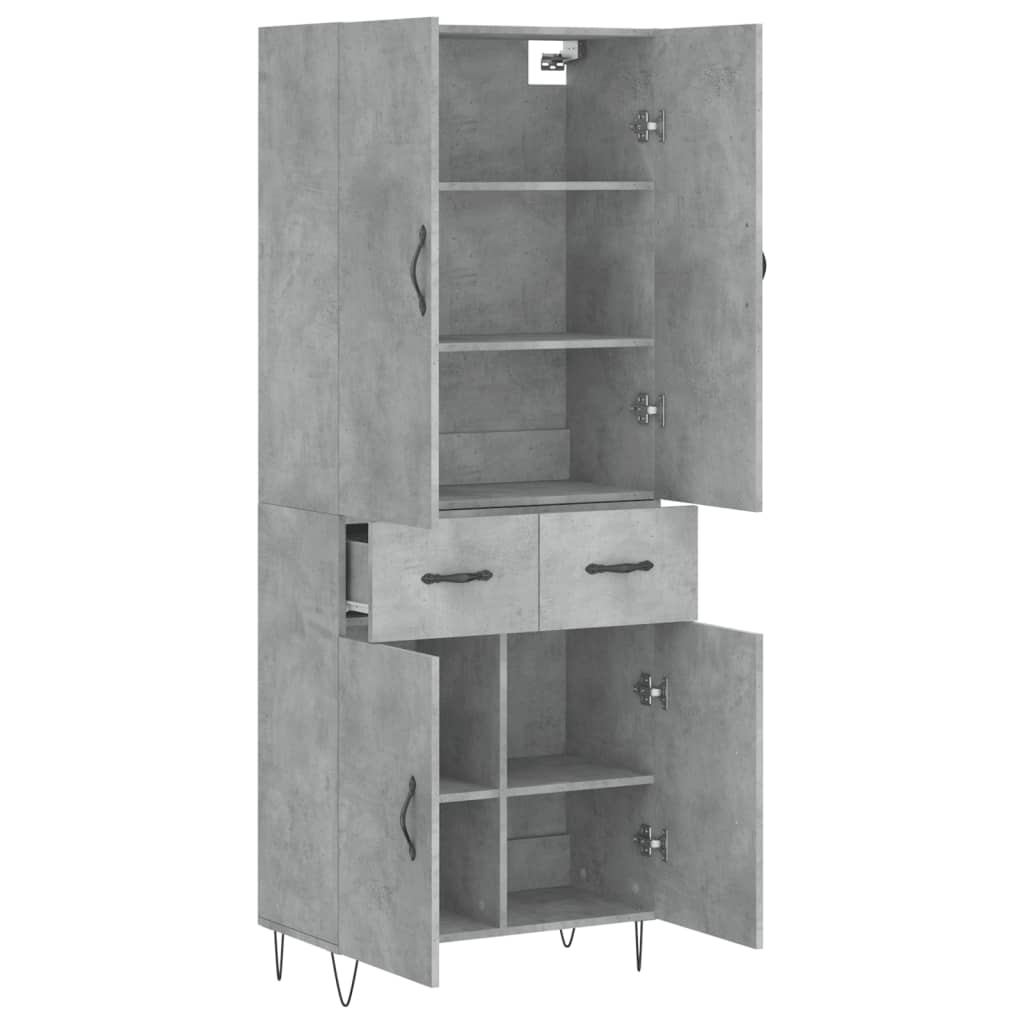 vidaXL Highboard Concrete Grey 69,5x34x180 cm Engineered Wood