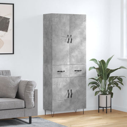 vidaXL Highboard Concrete Grey 69,5x34x180 cm Engineered Wood