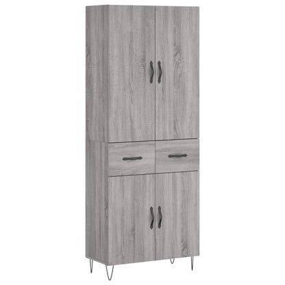 vidaXL Highboard Grey Sonoma 69,5x34x180 cm Engineered Wood