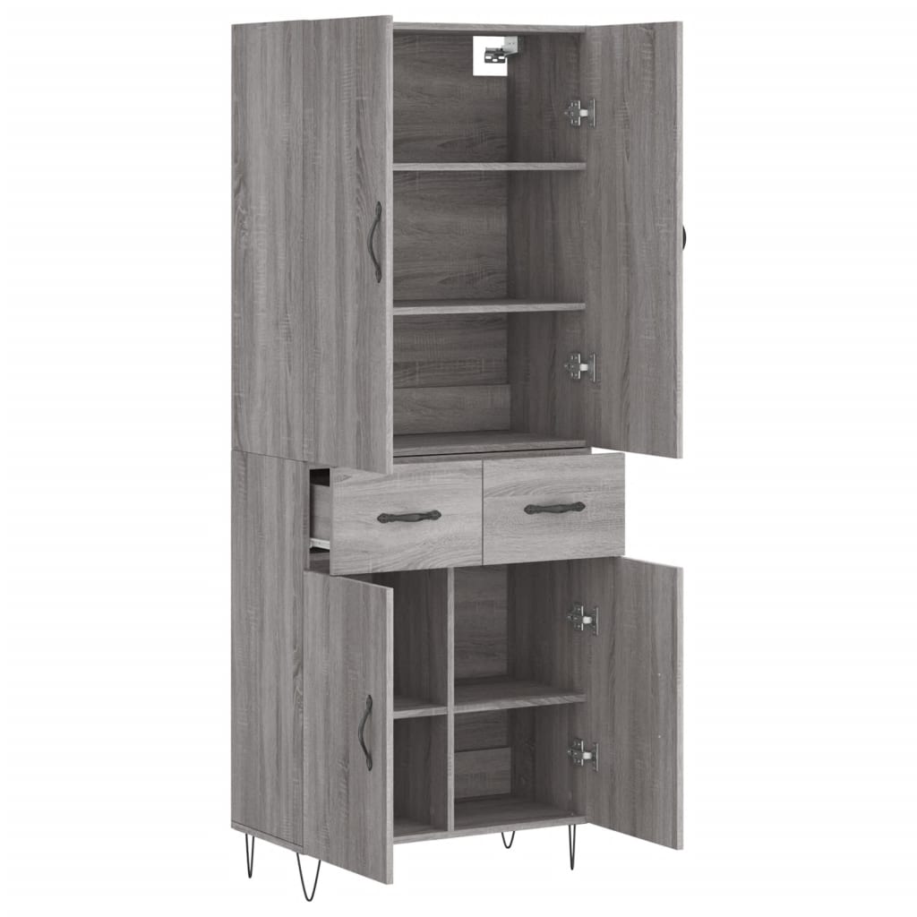 vidaXL Highboard Grey Sonoma 69,5x34x180 cm Engineered Wood