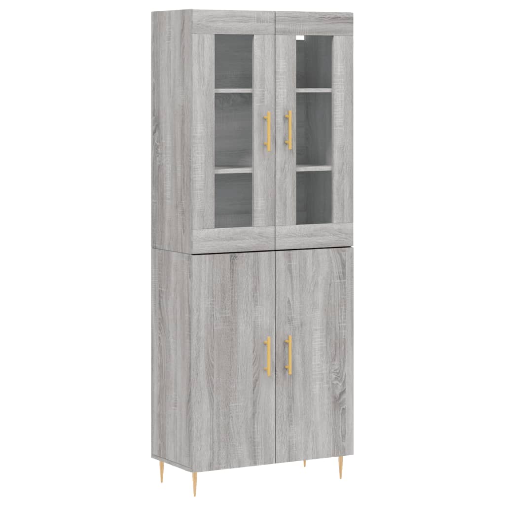 vidaXL Highboard Grey Sonoma 69.5x34x180 cm Engineered Wood