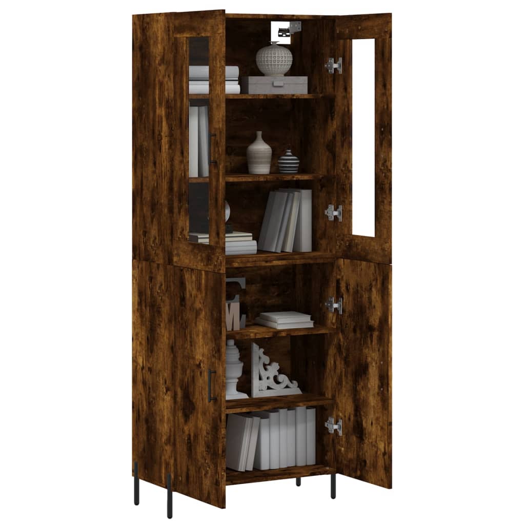 vidaXL Highboard Smoked Oak 69.5x34x180 cm Engineered Wood