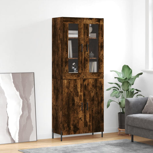 vidaXL Highboard Smoked Oak 69.5x34x180 cm Engineered Wood