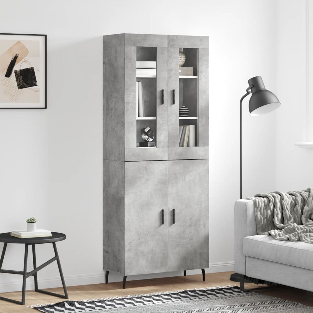 vidaXL Highboard Concrete Grey 69,5x34x180 cm Engineered Wood