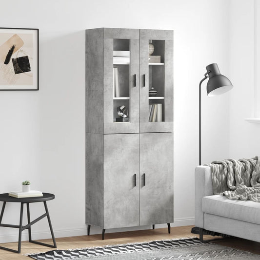 vidaXL Highboard Concrete Grey 69,5x34x180 cm Engineered Wood