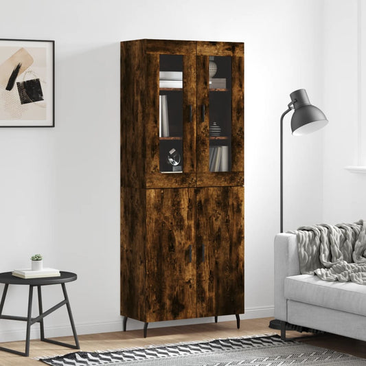 vidaXL Highboard Smoked Oak 69,5x34x180 cm Engineered Wood