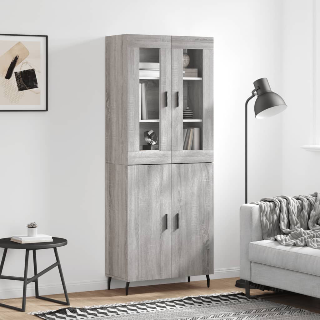 vidaXL Highboard Grey Sonoma 69,5x34x180 cm Engineered Wood