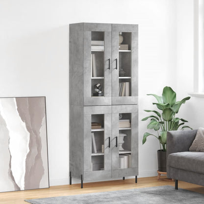 vidaXL Highboard Concrete Grey 69,5x34x180 cm Engineered Wood