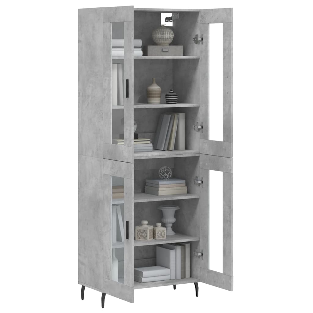 vidaXL Highboard Concrete Grey 69,5x34x180 cm Engineered Wood