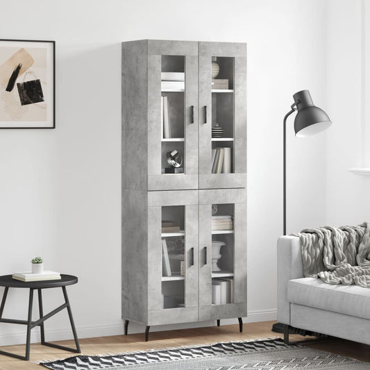 vidaXL Highboard Concrete Grey 69,5x34x180 cm Engineered Wood