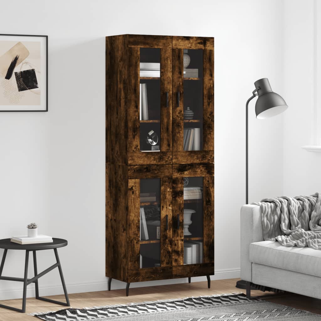 vidaXL Highboard Smoked Oak 69,5x34x180 cm Engineered Wood